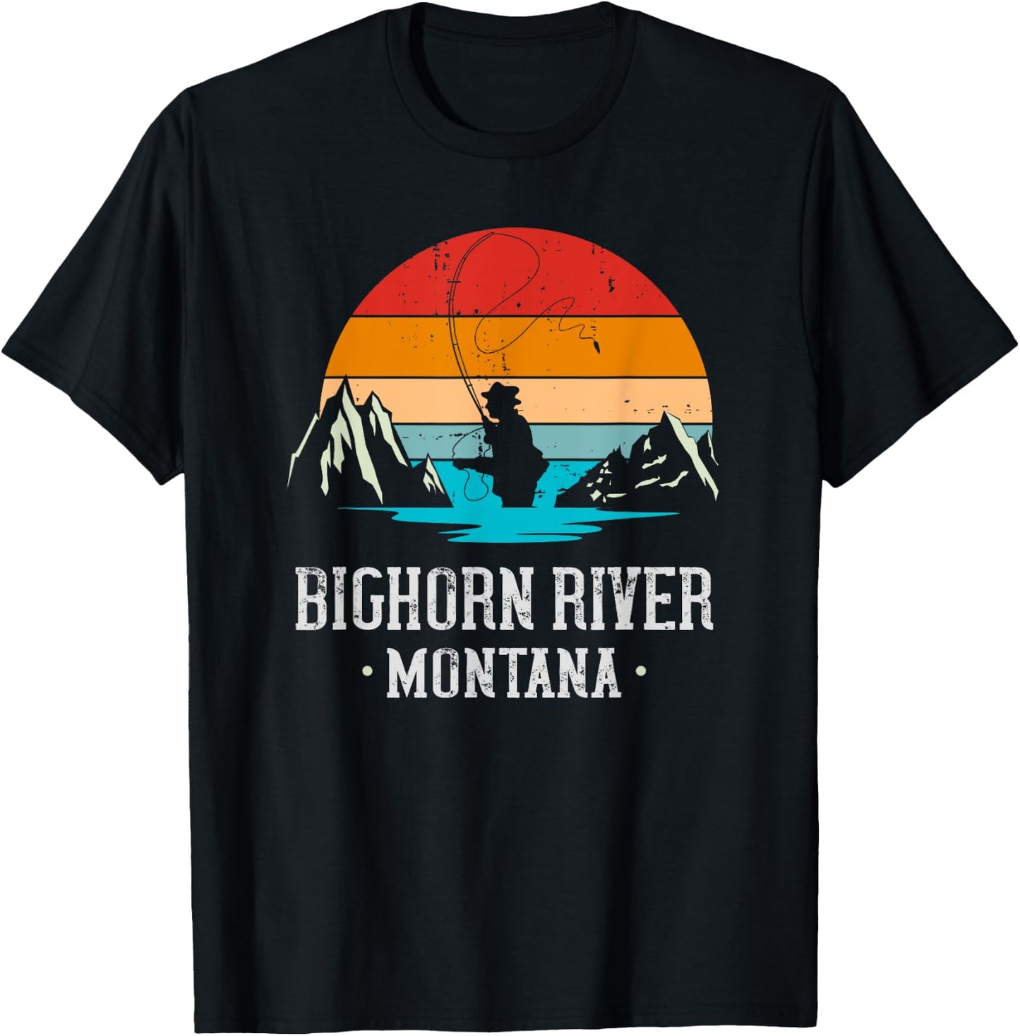 Fly Fishing Bighorn River Montana T-Shirt - T-Shirt | Black