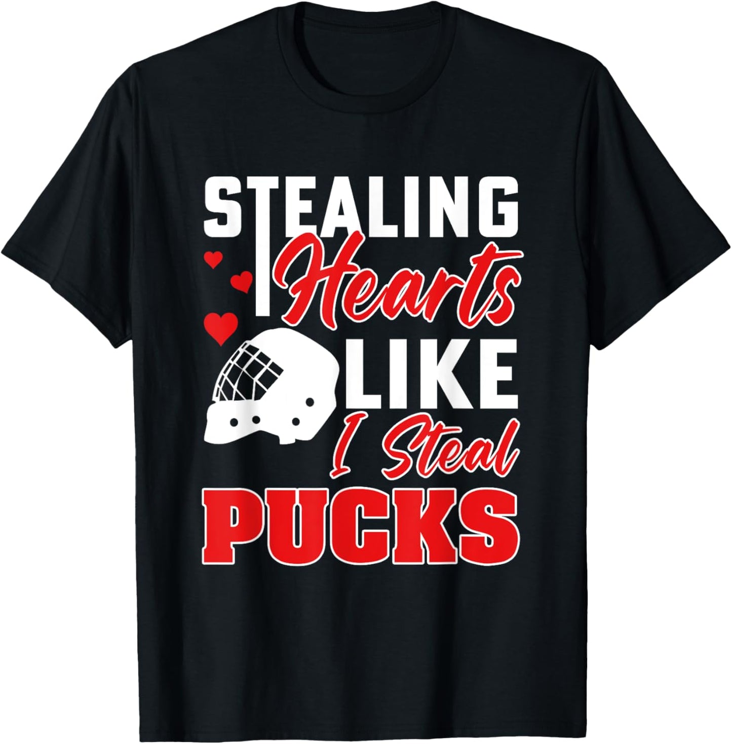 Stealing Heart Like I Steal Pucks Valentines Day Hockey kids T-Shirt - T-Shirt | Black