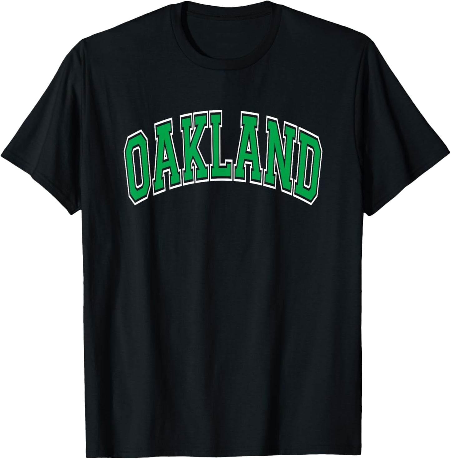 Oakland Arched Green Text T-Shirt - T-Shirt | Black