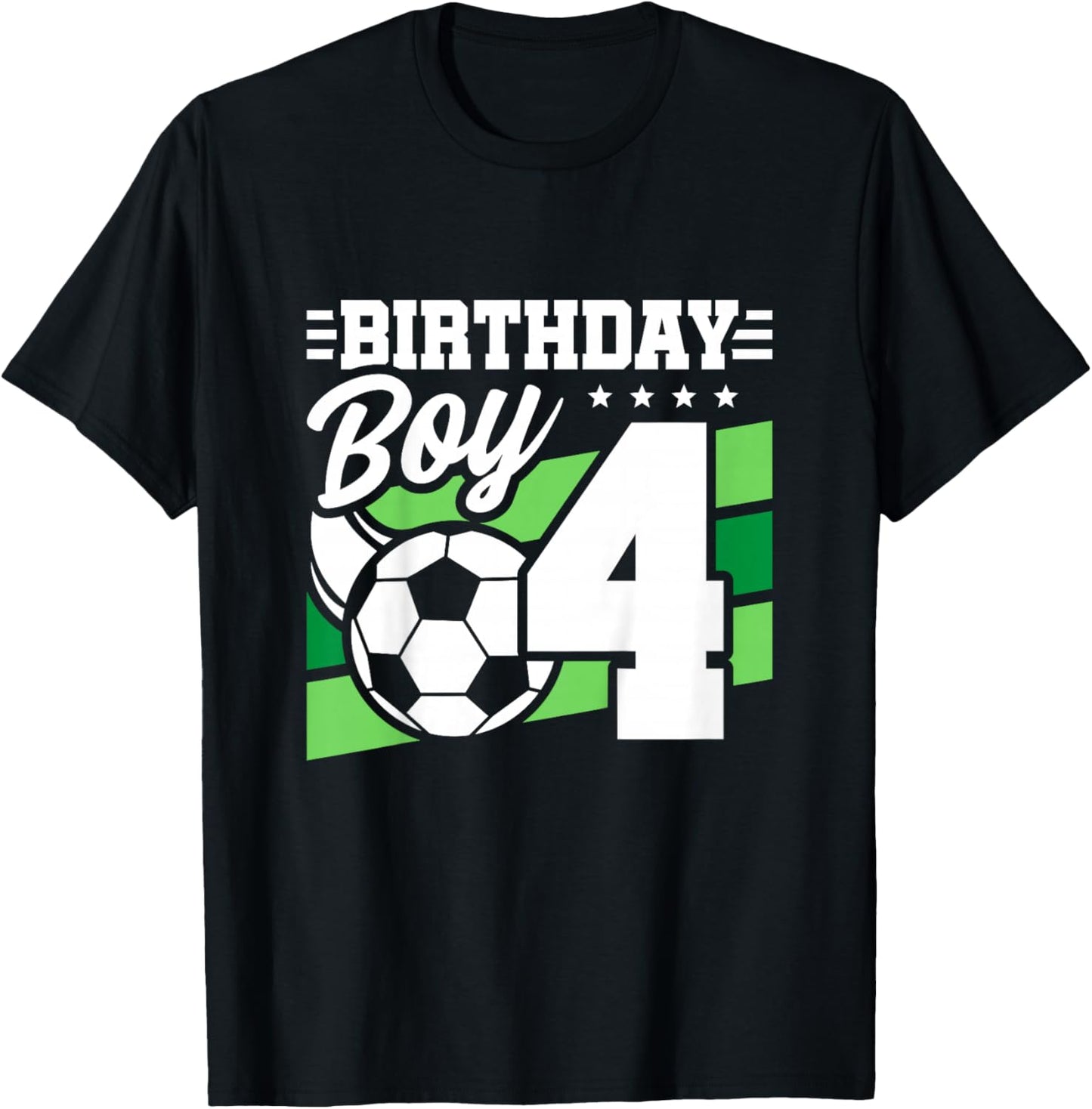Kids Soccer Birthday Party - 4 Year Old Boy - 4th Birthday T-Shirt - T-Shirt | Black