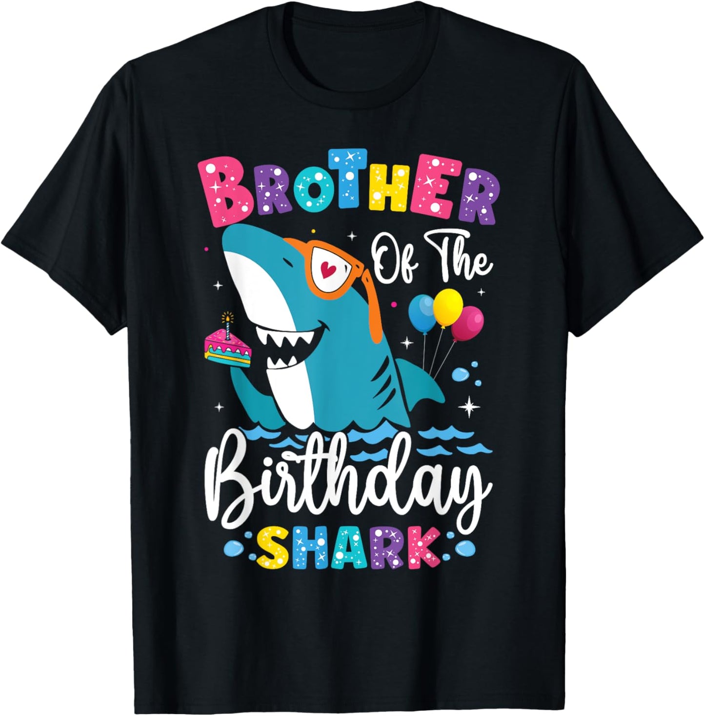 Brother of the Shark Birthday Big Bro Matching Family T-Shirt - T-Shirt | Black