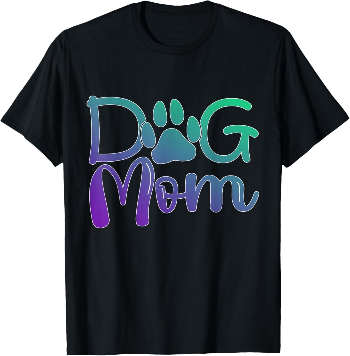Green Purple Dog mom paw print Dogs mother owner pet lover Women Kids T-Shirt - T-Shirt | Black