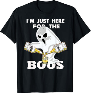 I'M JUST HERE FOR THE BOOZE SHIRT | Halloween | Ghost | Gift T-Shirt - T-Shirt | Black