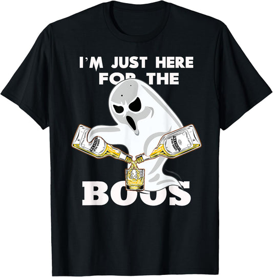 I'M JUST HERE FOR THE BOOZE SHIRT | Halloween | Ghost | Gift T-Shirt - T-Shirt | Black