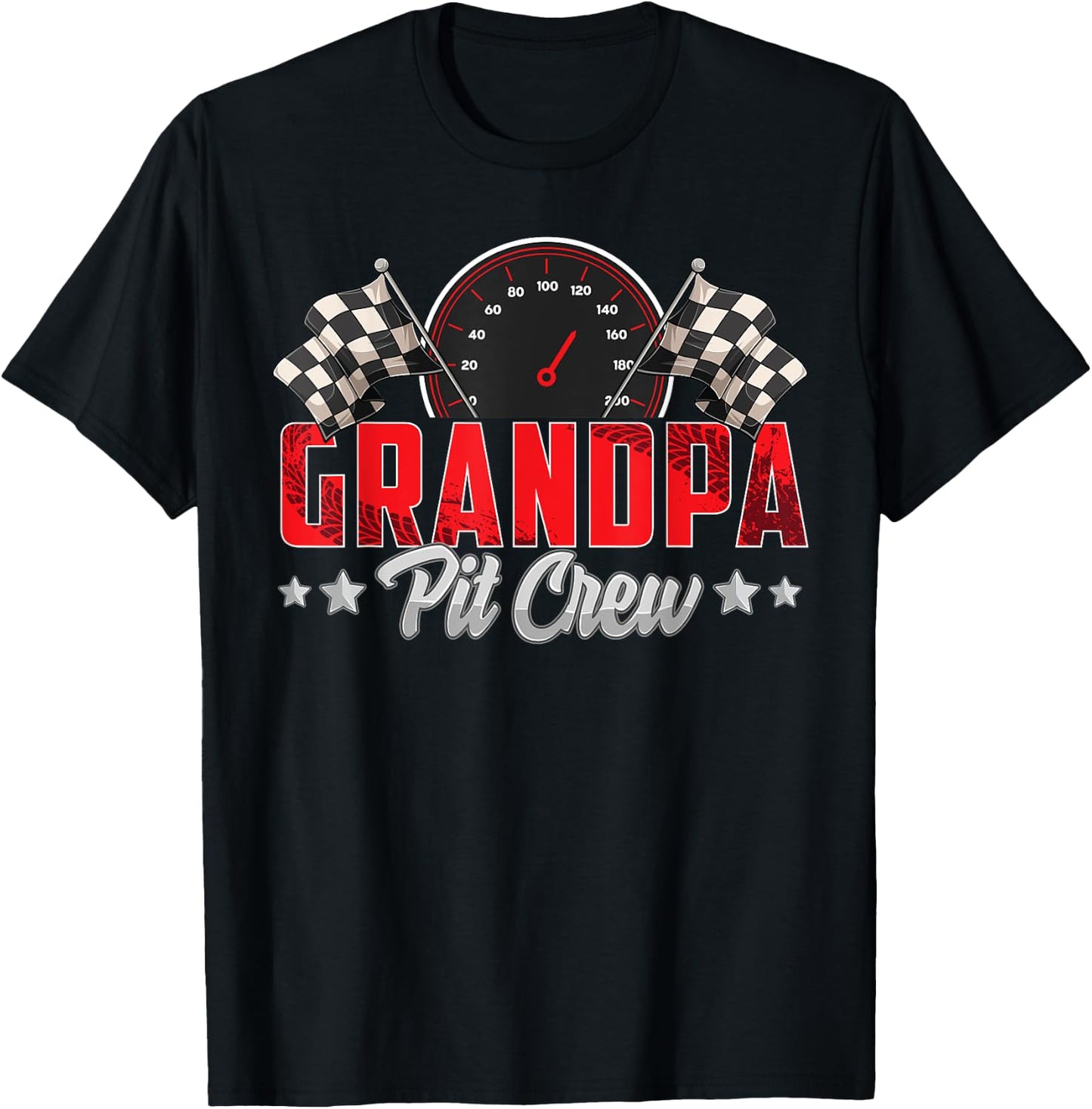 Race Car Birthday Party Racing Family Grandpa Pit Crew T-Shirt - T-Shirt | Black
