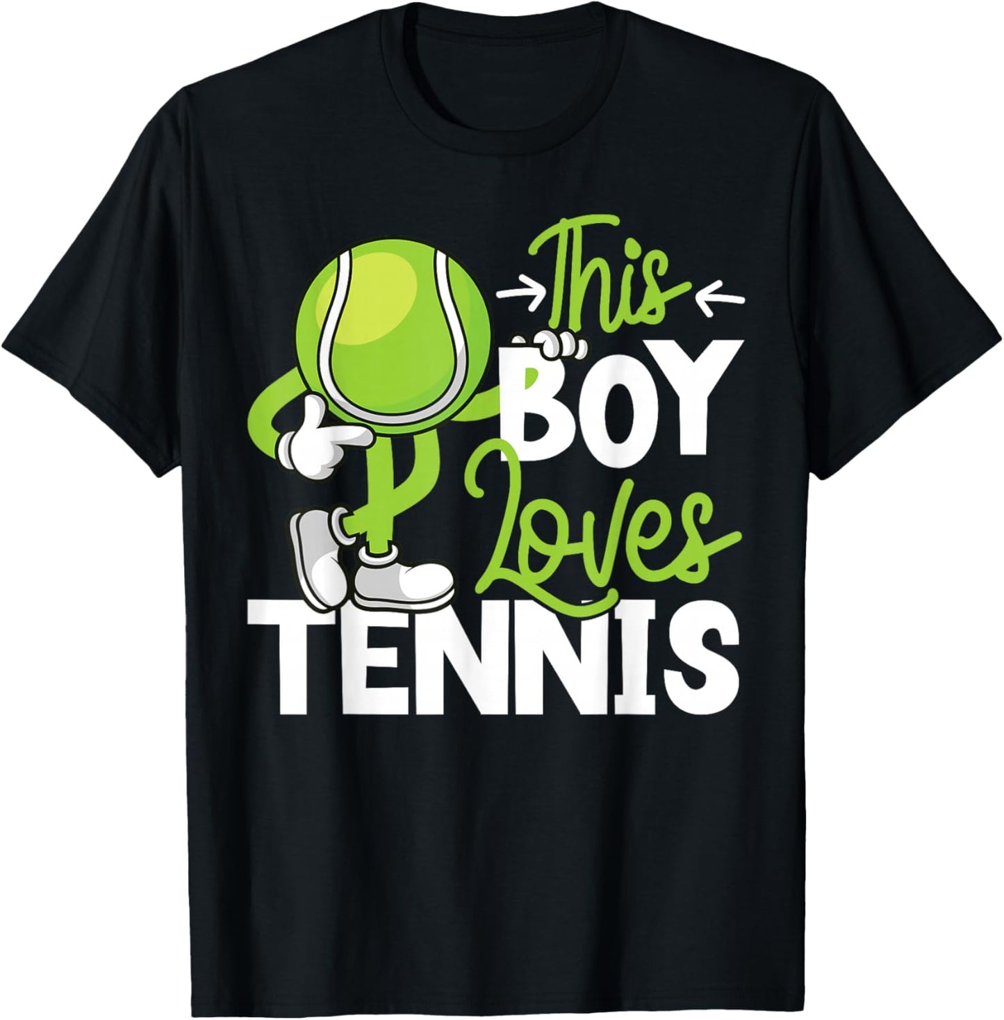 Funny Tennis Player Racket Boy This Boy Loves Tennis T-Shirt - T-Shirt | Black