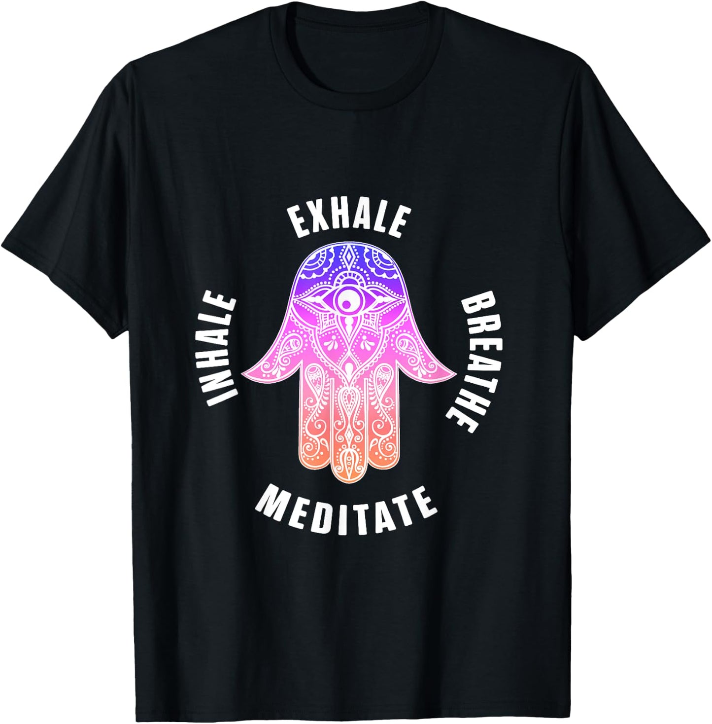 Zen Yoga Mantras Exhale Breathe Meditate Buddha Mandala Gift T-Shirt - T-Shirt | Black