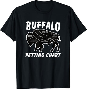 Buffalo Wildlife Petting Chart for Bison Lovers T-Shirt - T-Shirt | Black