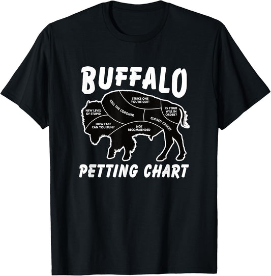Buffalo Wildlife Petting Chart for Bison Lovers T-Shirt - T-Shirt | Black