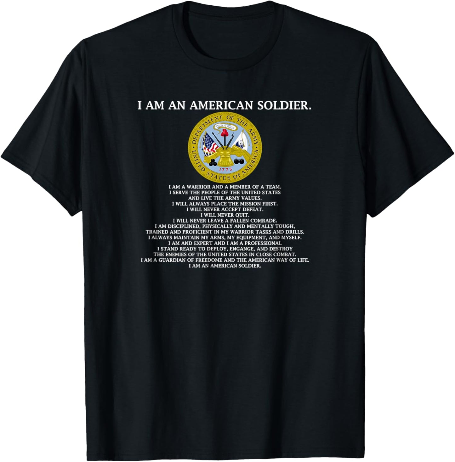 The Soldier's Creed - US Army T-Shirt - T-Shirt | Black