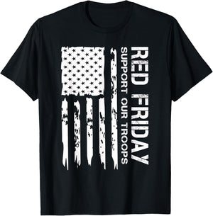 American Flag Red Friday Military Remember Everyone Deployed Women Men T-Shirt - T-Shirt | Black