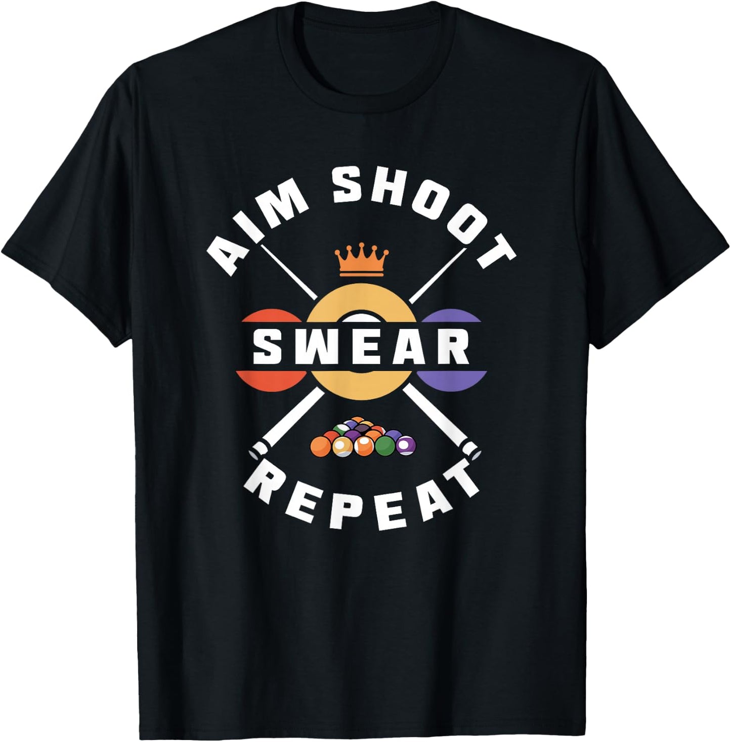 Aim Shoot Swear Repeat T-Shirt - T-Shirt | Black