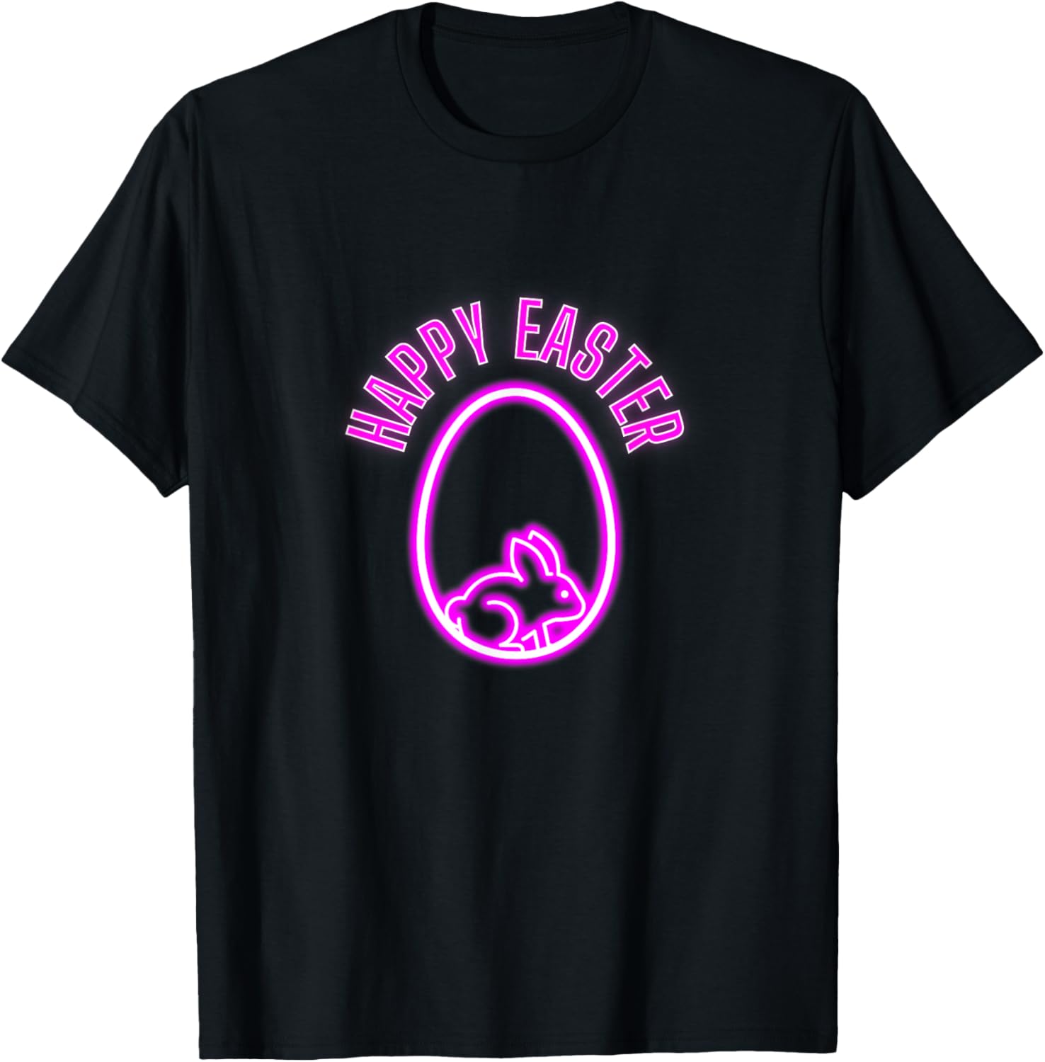 Happy Easter Day Bunny Eggs neon pink T-Shirt - T-Shirt | Black