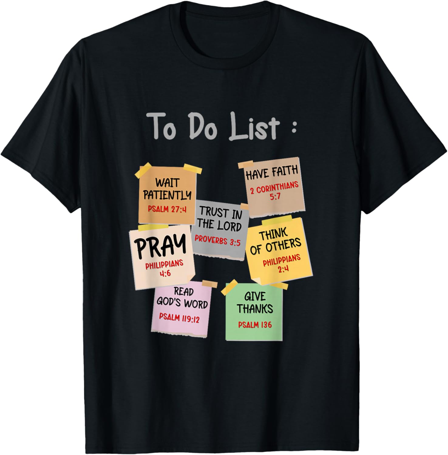 To Do List Christian bible verse quote Gifts Men Women Kids T-Shirt - T-Shirt | Black