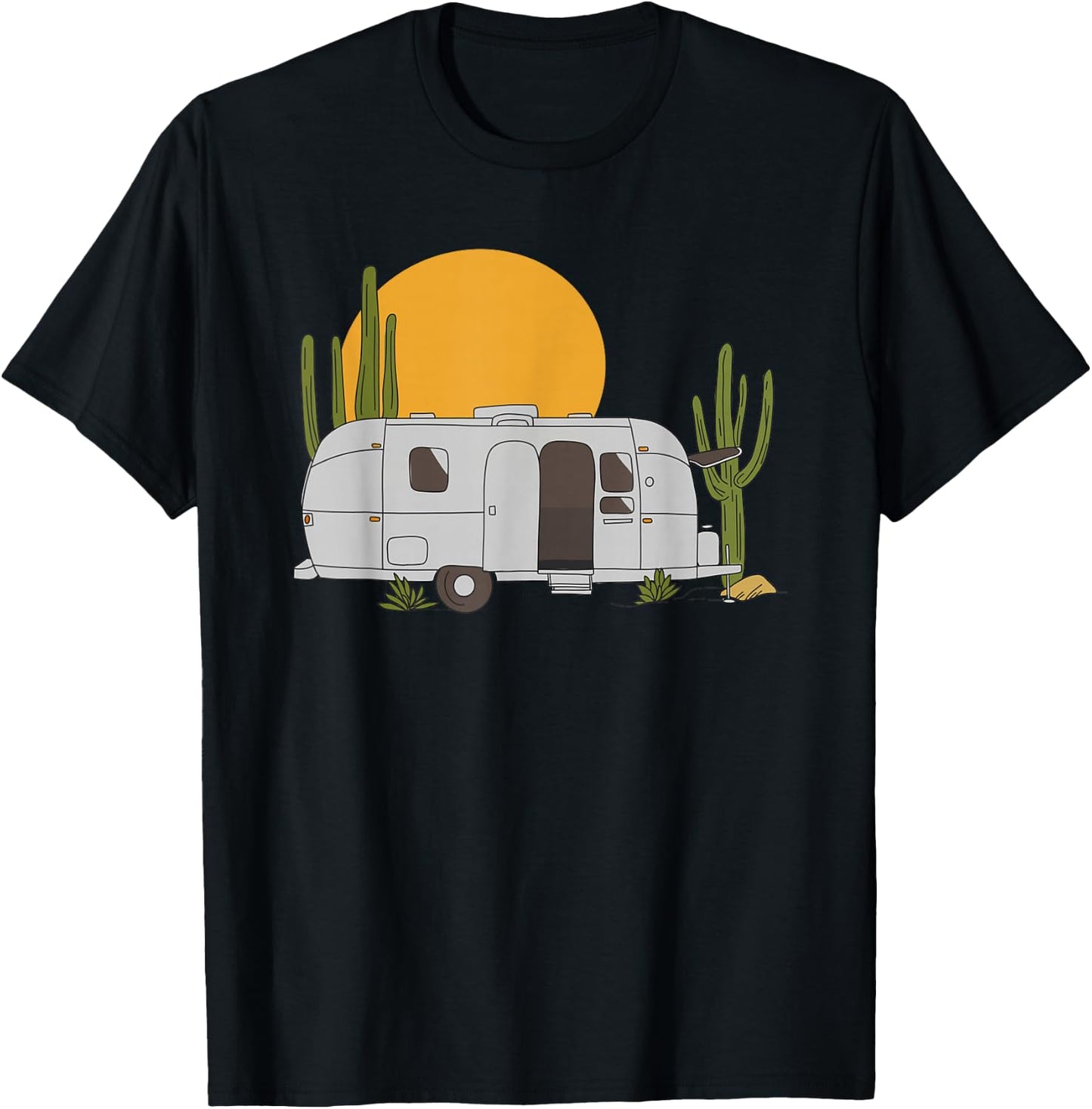 Vintage Retro Desert Sun Airstream Camping RV T-Shirt - T-Shirt | Black