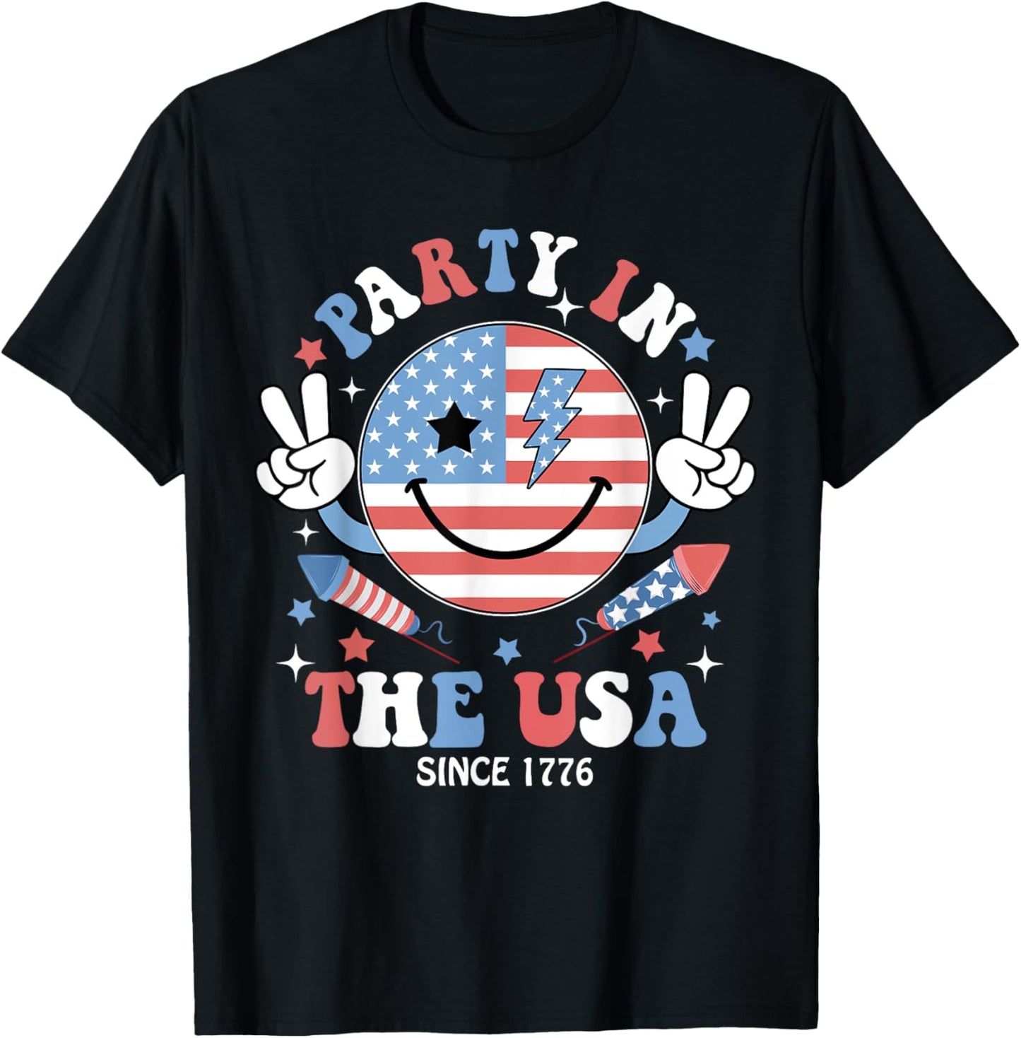Party in the USA 4th of July Preppy Shirt Women Kids T-Shirt - T-Shirt | Black