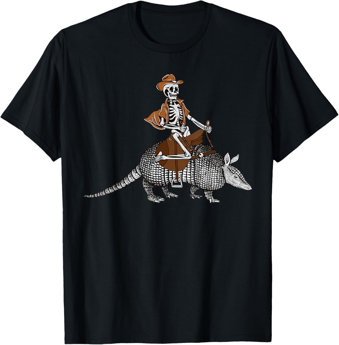 Vintage Cowboy Skeleton Riding Armadillo Western Style T-Shirt - T-Shirt | Black