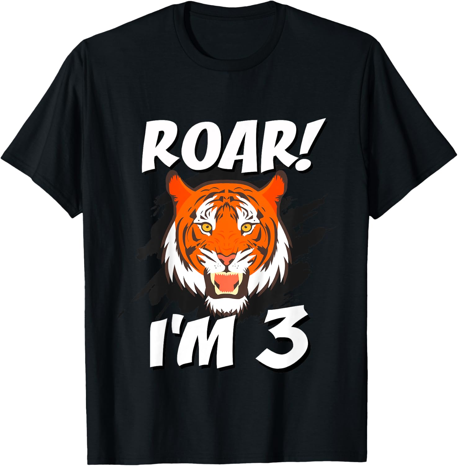 3 Year Old Tiger Birthday Party Tigers Roar Safari 3rd Gift T-Shirt - T-Shirt | Black