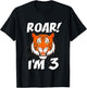 3 Year Old Tiger Birthday Party Tigers Roar Safari 3rd Gift T-Shirt - T-Shirt | Black