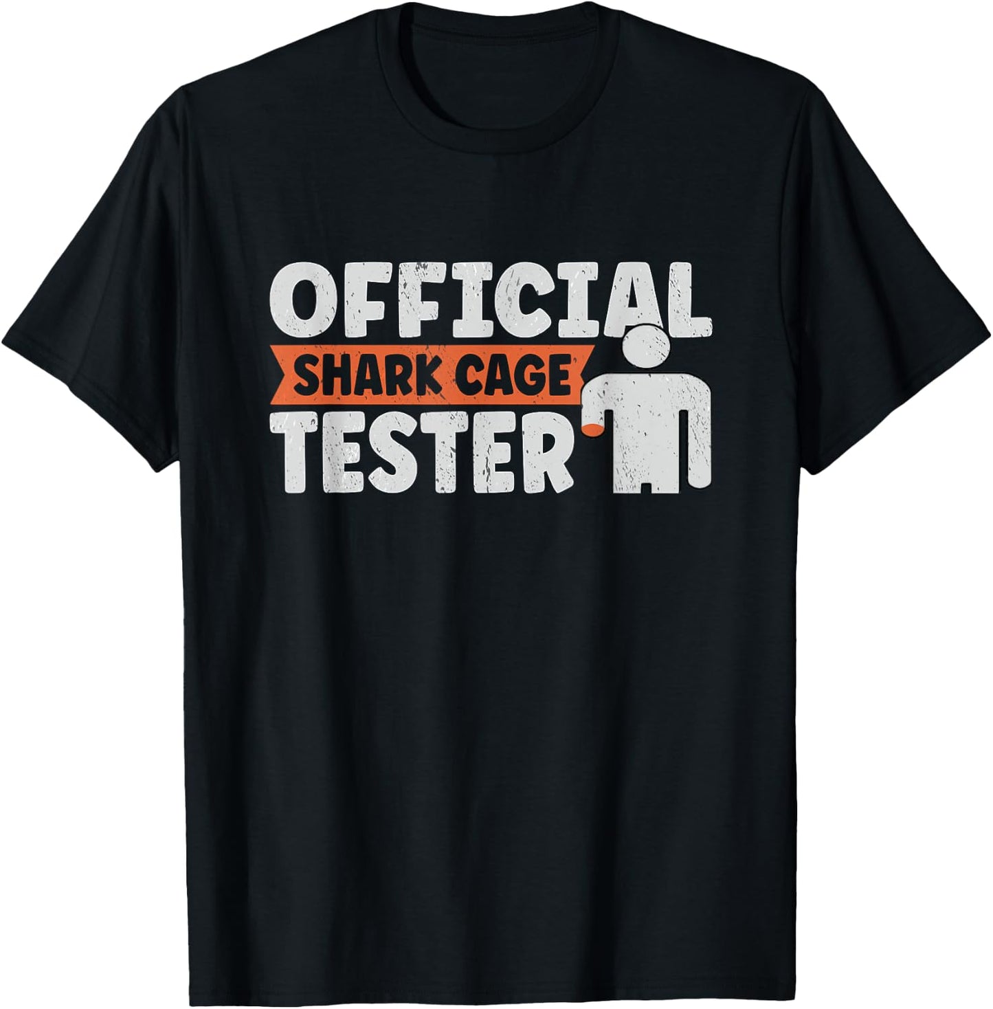 Official Shark Cage Tester Black -Adults , Small, Modern Humor Sports, Short Sleeve, , Amputee-Friendly Design T-Shirt - T-Shirt | Black