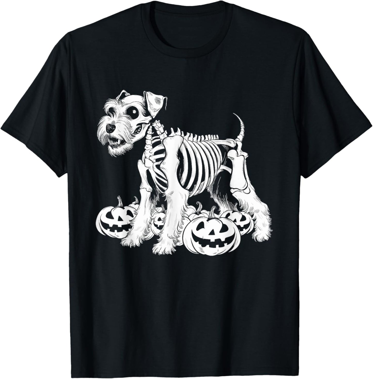 Miniature Schnauzer Skeleton Birthday Halloween T-Shirt - T-Shirt | Black