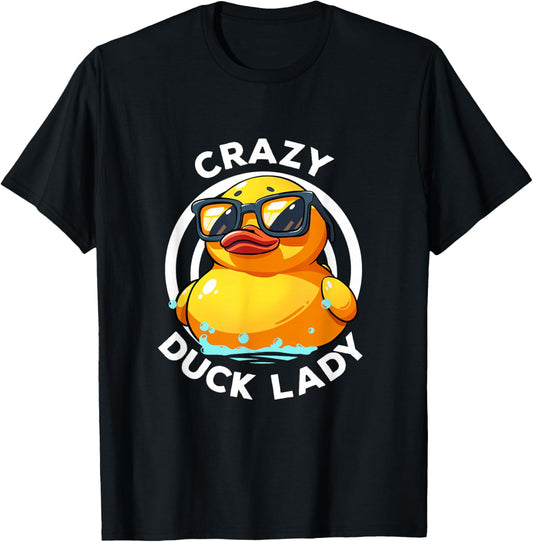Crazy Duck Lady Cute Duck Mom Duck Owner Funny I Love Ducks T-Shirt - T-Shirt | Black