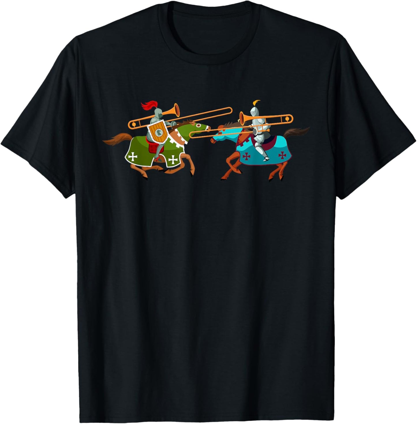 Funny Trombone Fight Trombonist Jazz Music Novelty T-Shirt - T-Shirt | Black