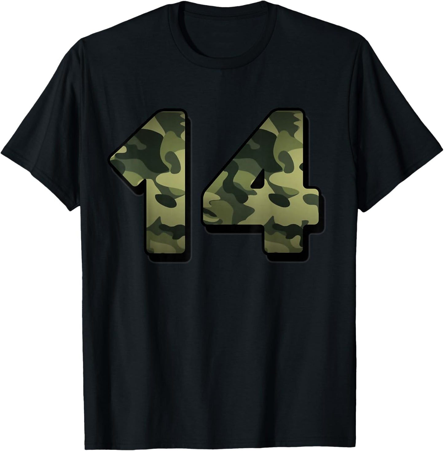 14th Birthday 14 Years Old Party Camouflage Gift T-Shirt - T-Shirt | Black