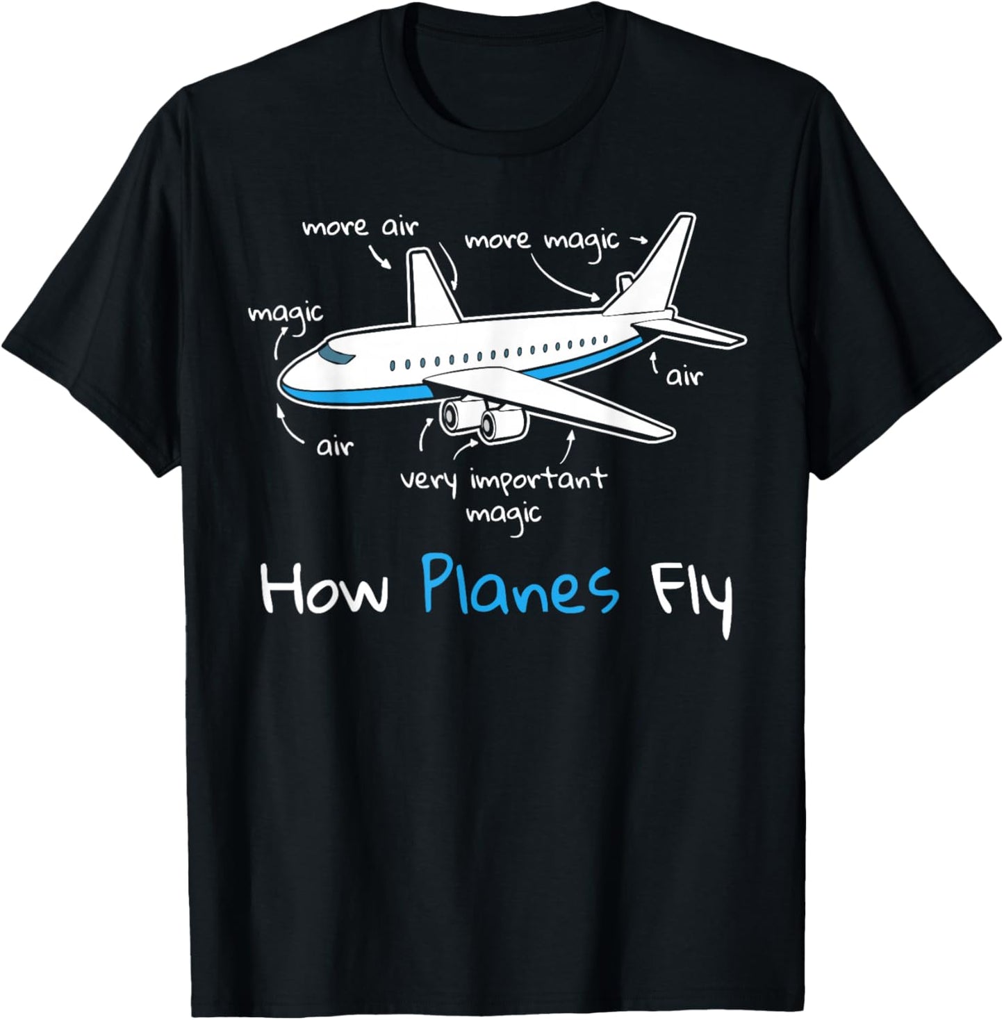 How Planes Fly Aerospace Engineering design | Aviation gift T-Shirt - T-Shirt | Black