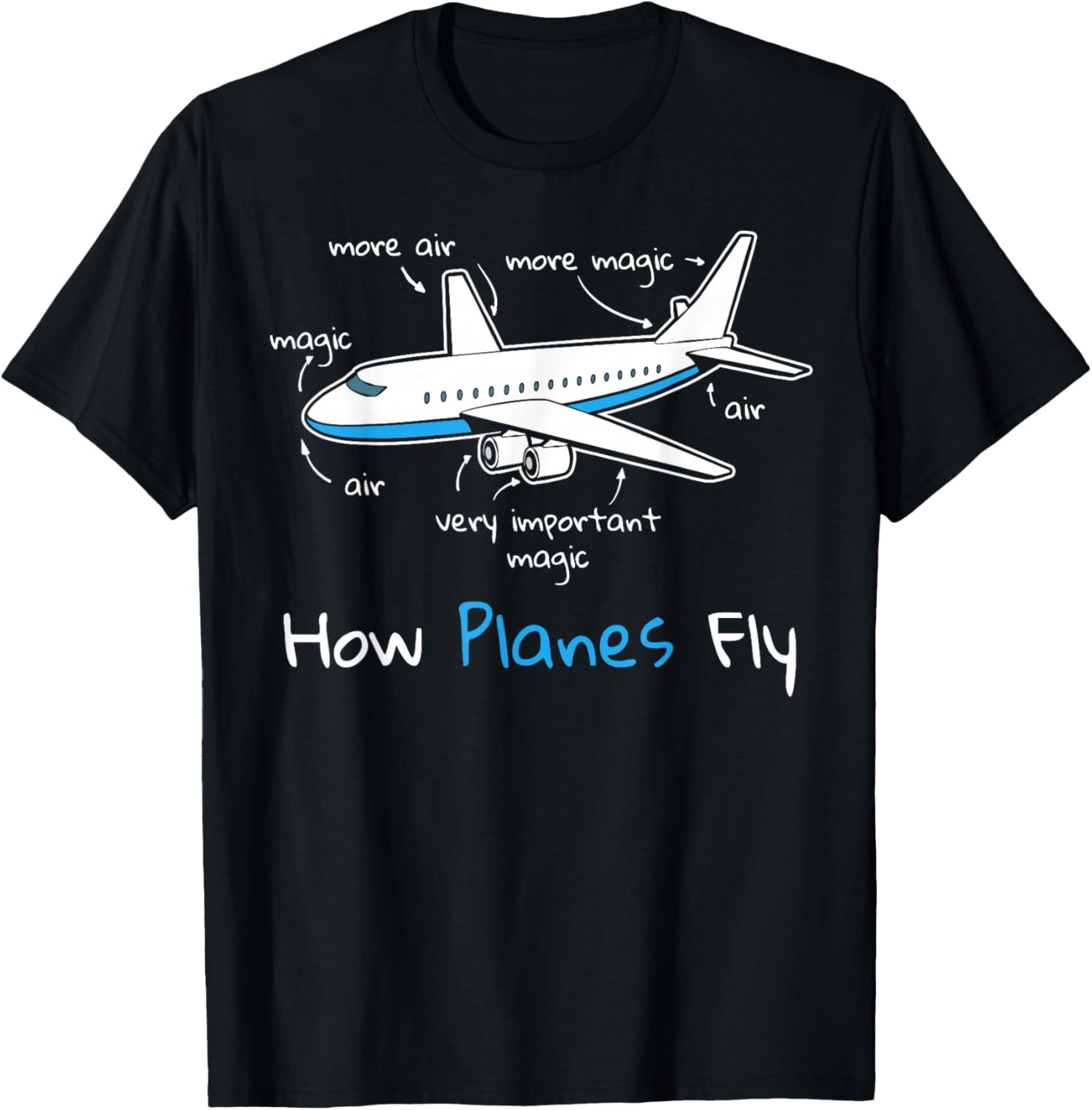 How Planes Fly Aerospace Engineering design | Aviation gift T-Shirt - T-Shirt | Black