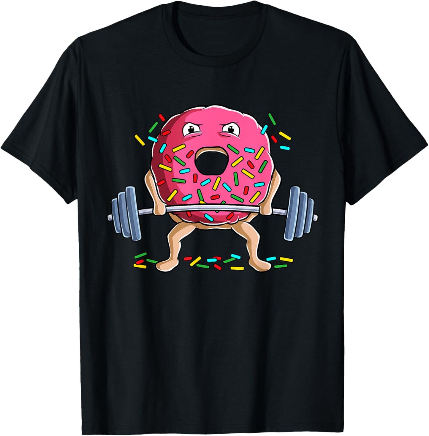 Weightlifting Funny Gym Bodybuilding Deadlift Workout Donut T-Shirt - T-Shirt | Black