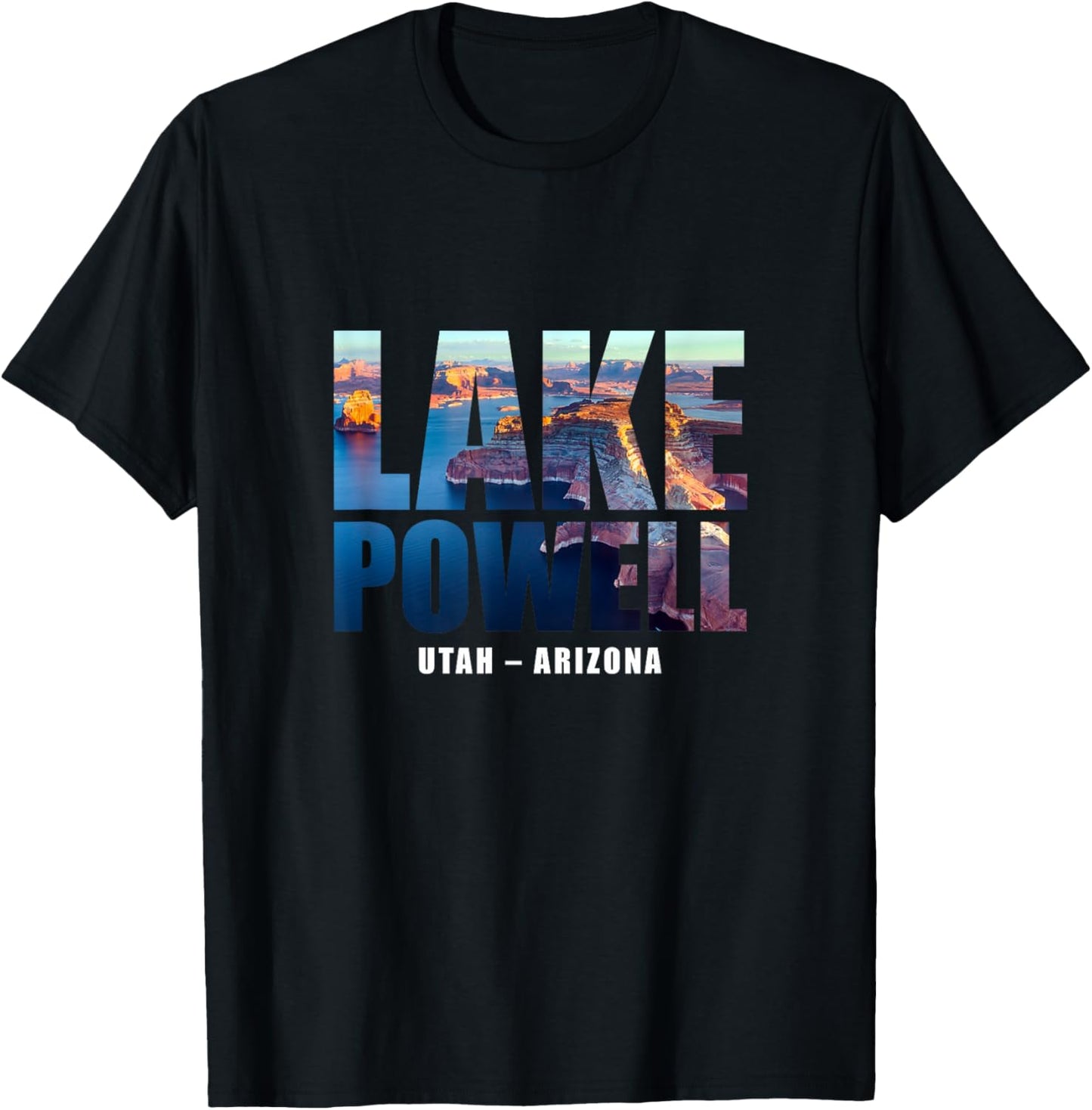 Lake Powell Landscape Inside Bold Letters Travel Souvenir T-Shirt - T-Shirt | Black
