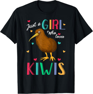 Just A Girl Who Loves Kiwis Bird Shirt Kiwi Bird Gift T-Shirt - T-Shirt | Black