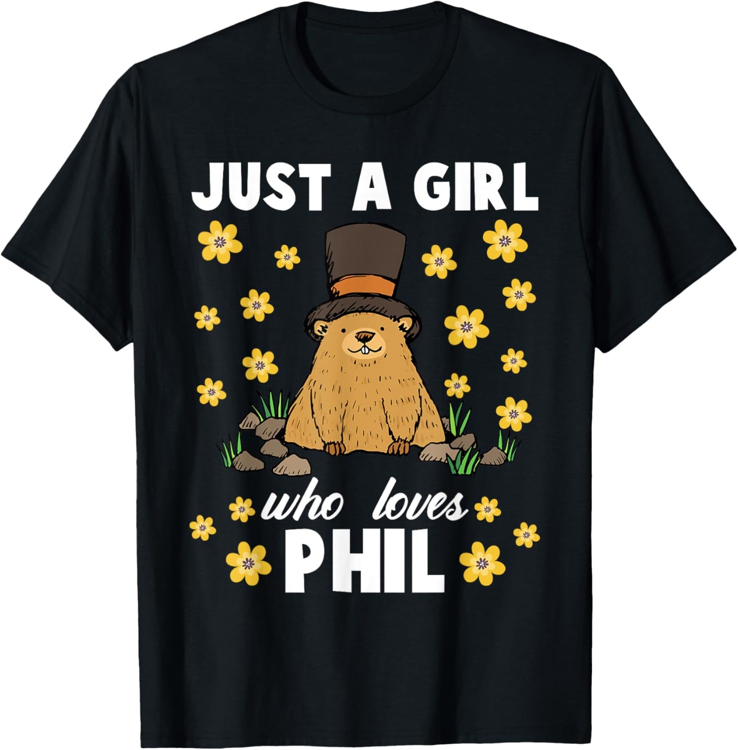 Just A Girl Who Loves Phil Groundhog Day Funny Women Retro T-Shirt - T-Shirt | Black