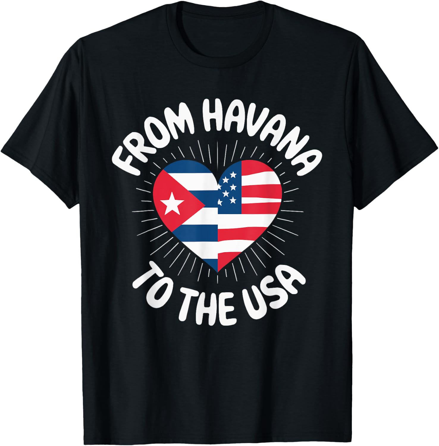 Half Cuban Half American Country USA Flag Cuba America T-Shirt - T-Shirt | Black