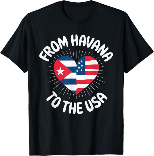 Half Cuban Half American Country USA Flag Cuba America T-Shirt - T-Shirt | Black