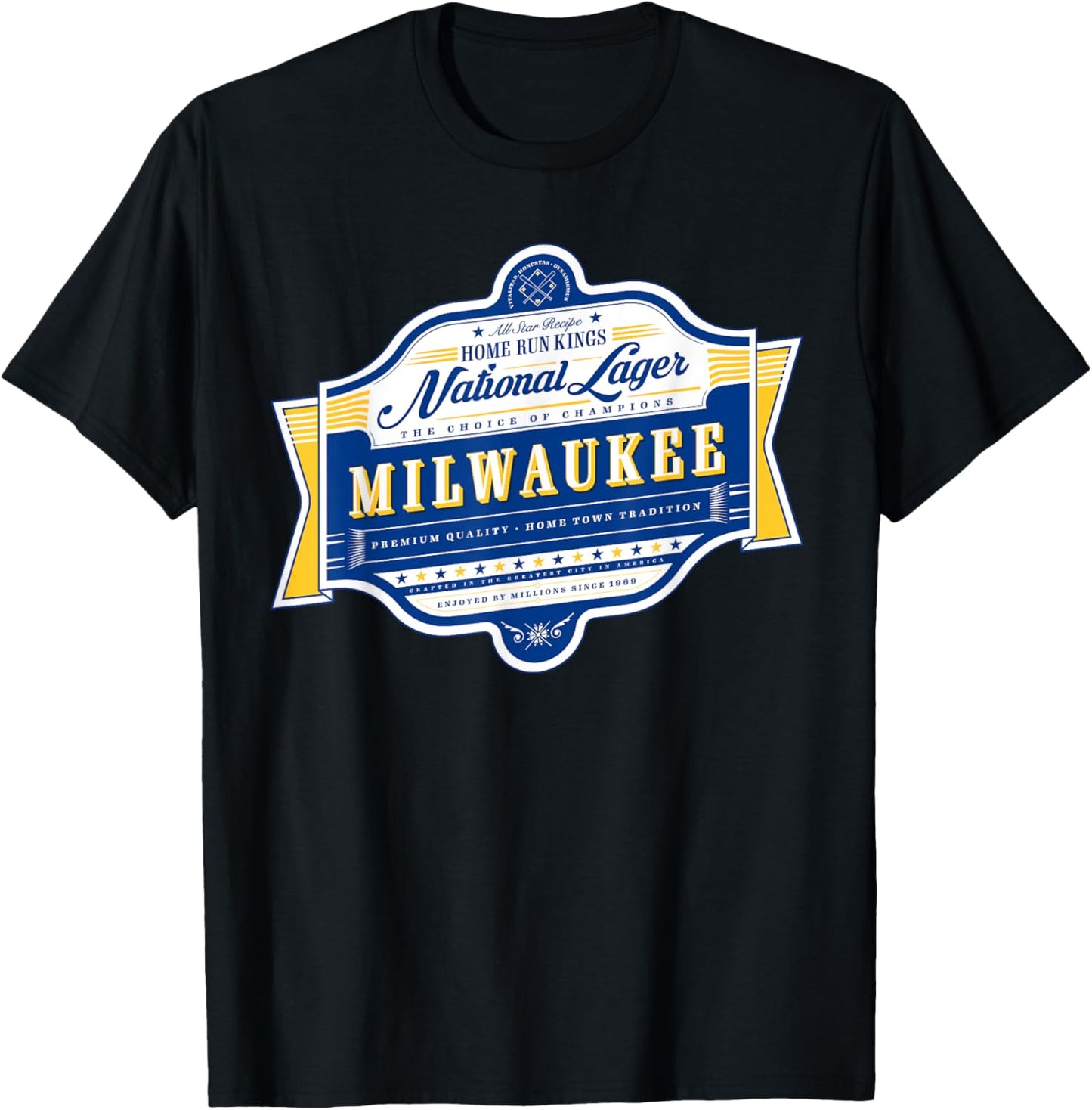 Milwaukee National Lager Beer Label T-Shirt - T-Shirt | Black
