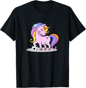Unicorn Themed Soccer Girl Gifts For Soccer Mom T-Shirt - T-Shirt | Black