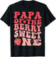 Papa Of The Berry Sweet One 1st Birthday Strawberry T-Shirt - T-Shirt | Black
