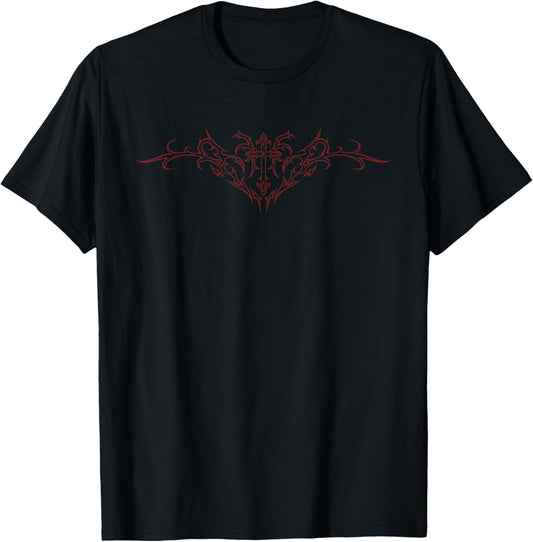 Y2K Egirl Eboy Alternatives Alt Mall Trad Goth Kreuz-Tattoo T-Shirt - T-Shirt | Black