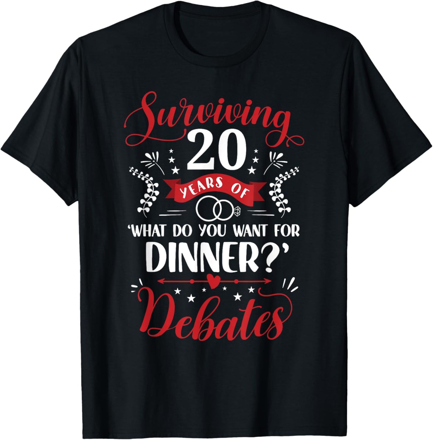 Funny Married Couples Him or Her | 20th Wedding Anniversary T-Shirt - T-Shirt | Black