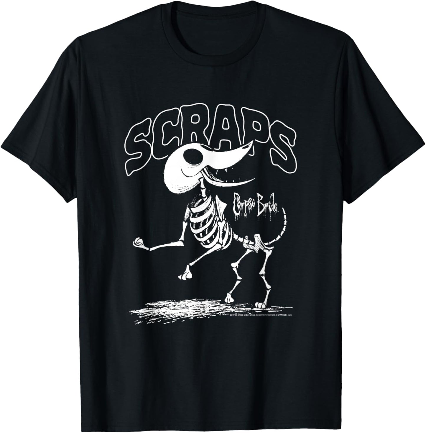 Corpse Bride Scraps Skeleton Dog Movie T-Shirt - T-Shirt | Black