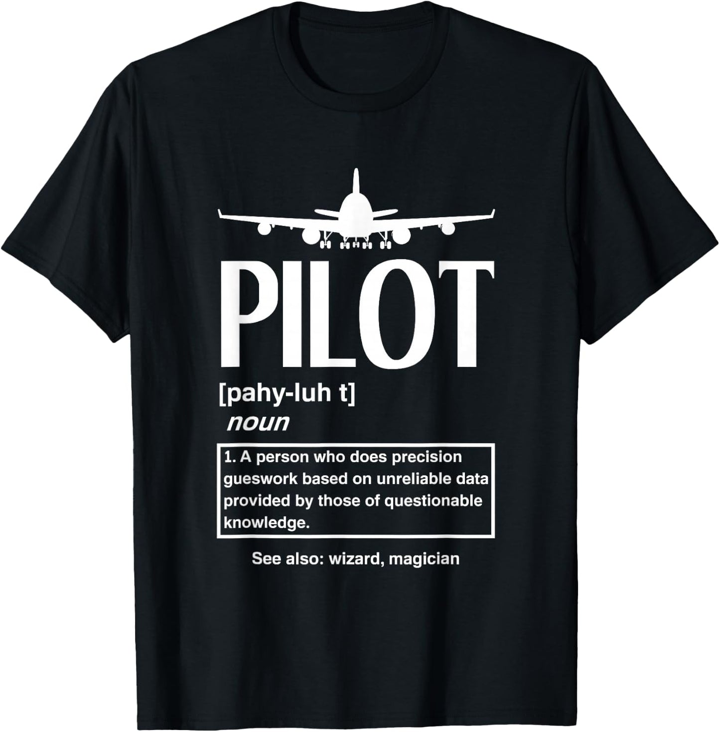 Funny Aviation Black Funny Pilot - Men's Small - Short Sleeve - Cotton 60% Polyester 40% - Funny Pilot Graphic - All Seasons T-Shirt - T-Shirt | Black