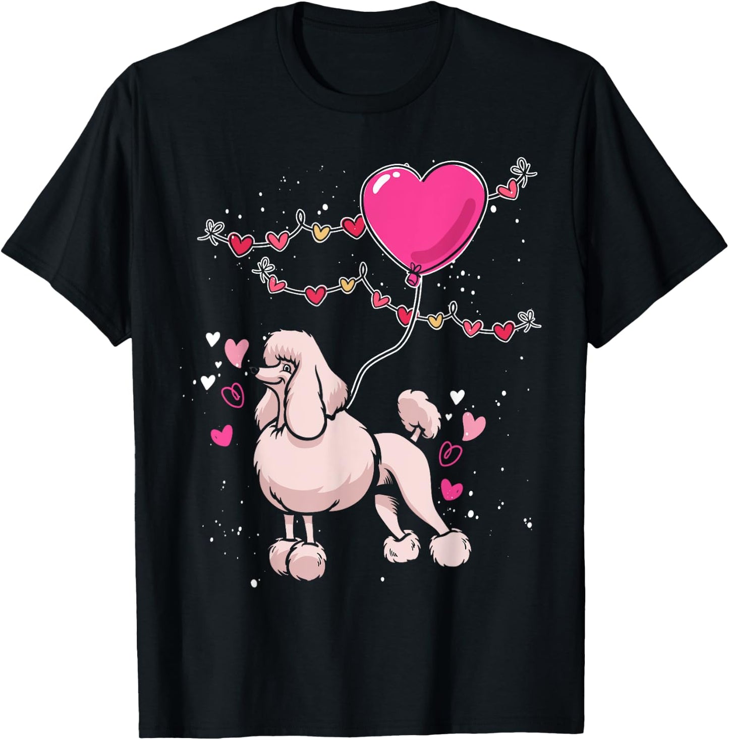 Heart Balloons Poodle T-Shirt - T-Shirt | Black