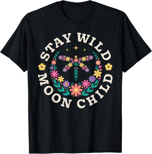 Stay Wild Moon Child Hippie Dragonfly Retro 70s Bug Insect