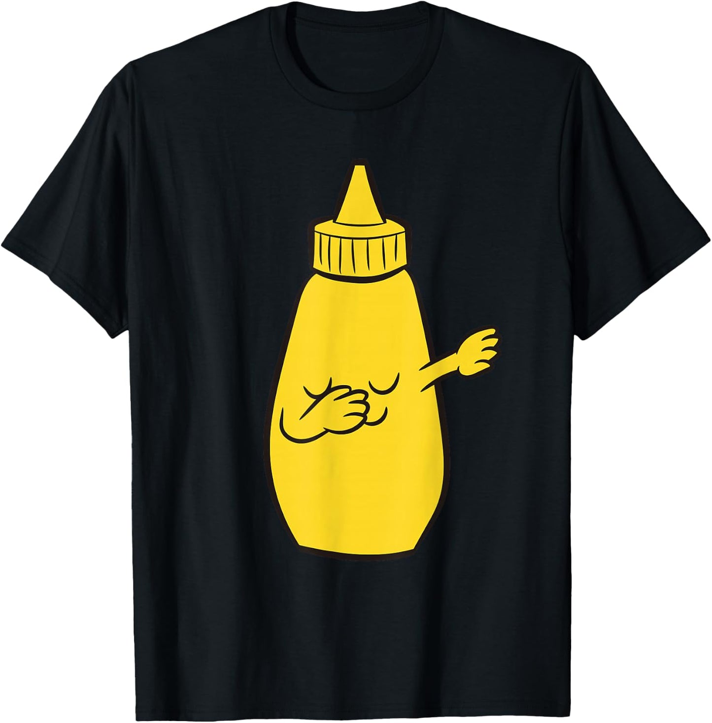 Dabbing Yellow Mustard Squeeze Bottle Funny Dancing Mustard T-Shirt - T-Shirt | Black