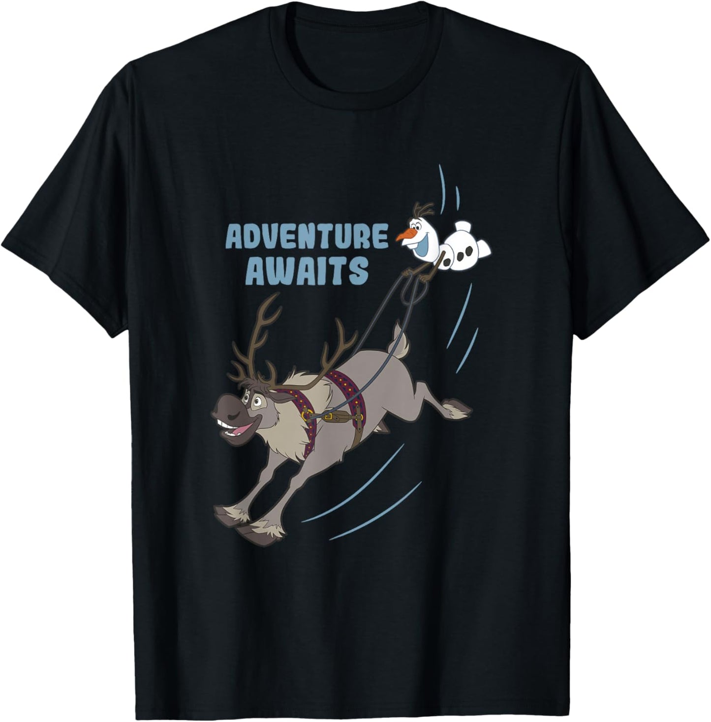 Disney Frozen 2 Happy Olaf & Sven Adventure Awaits Poster T-Shirt - T-Shirt | Black