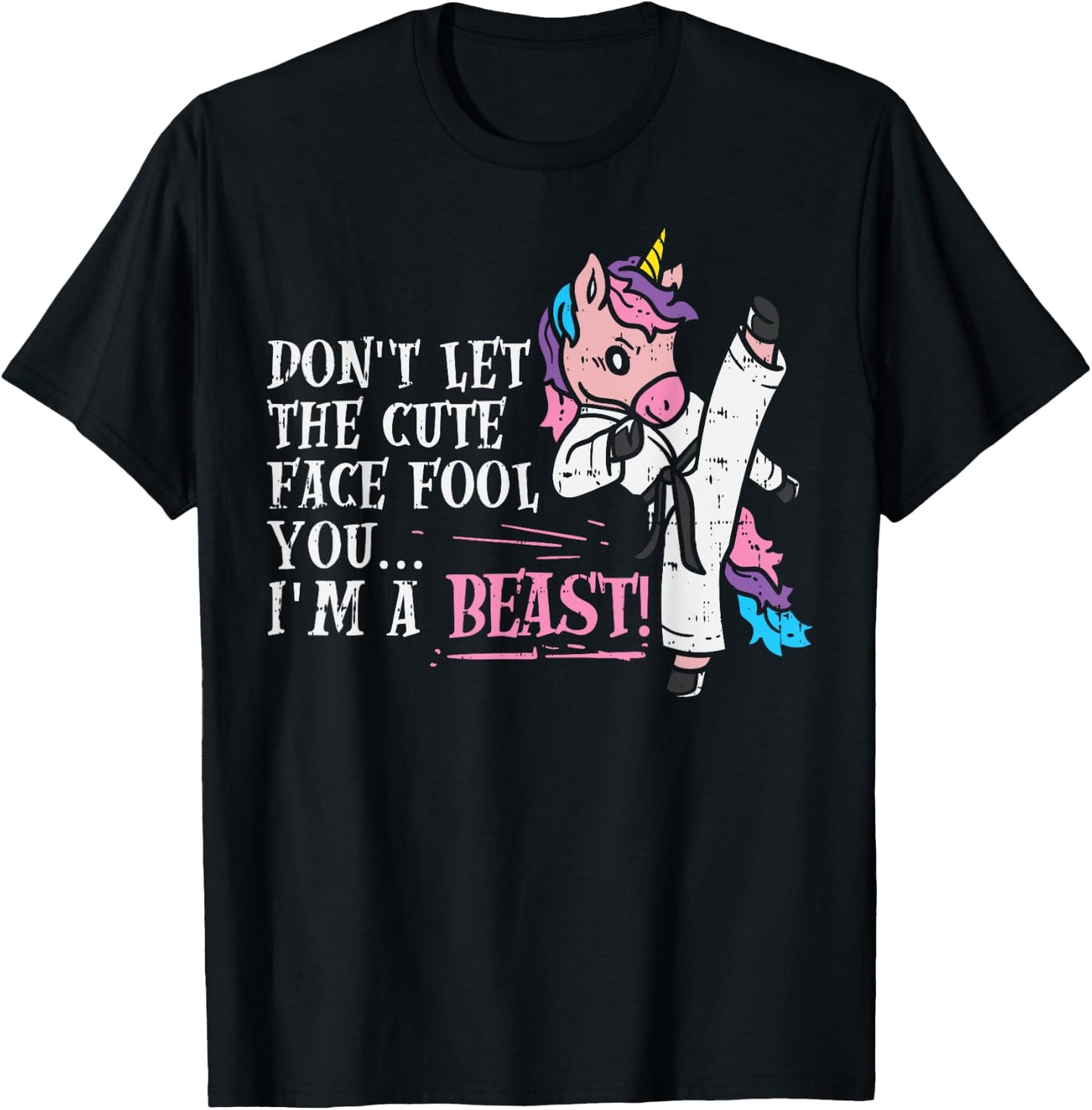 Karate Unicorn Cute Face Beast Taekwondo Martial Arts Women T-Shirt - T-Shirt | Black