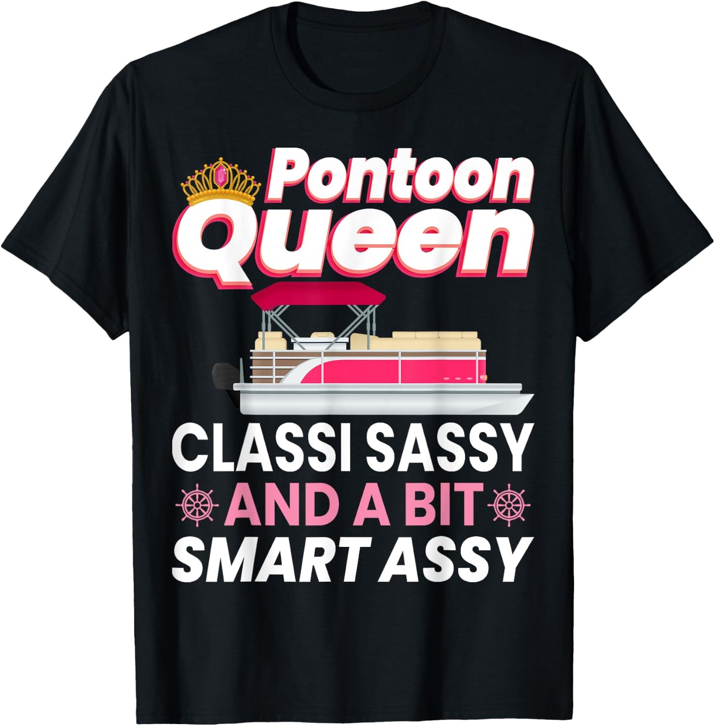 Pontoon Queen Gift Pontoon Boating Mom Women Girl Lover T-Shirt - T-Shirt | Black