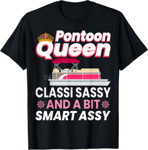 Pontoon Queen Gift Pontoon Boating Mom Women Girl Lover T-Shirt - T-Shirt | Black